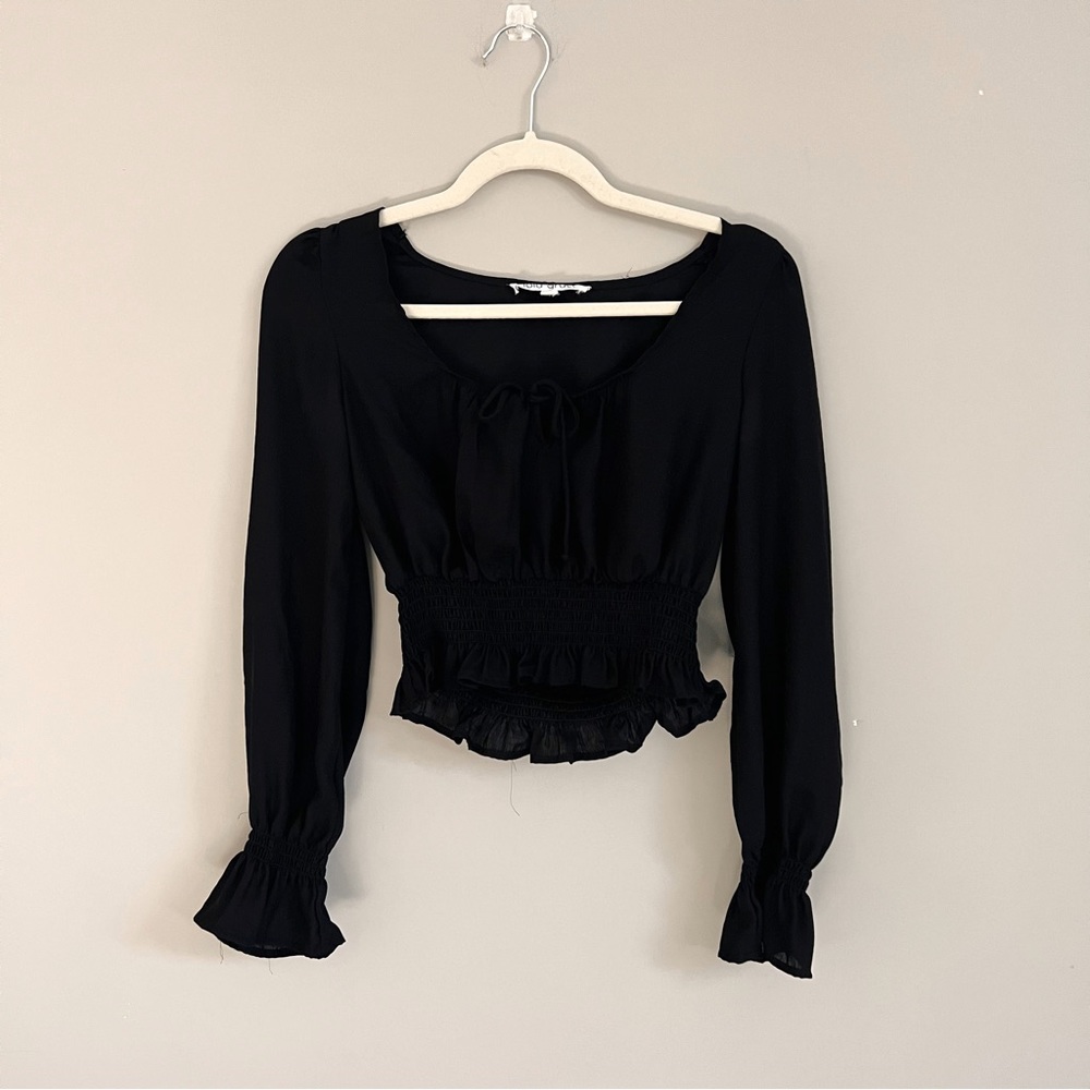 Black Cinched Waist Blouse - Picture 2 of 4